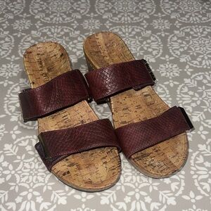 Vionic Burgundy Wedge Sandals with Cork Sole